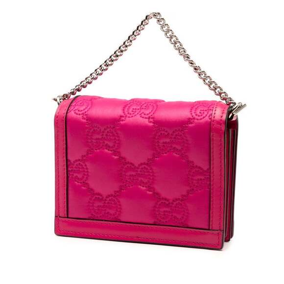 GUCCI Authentic Pink Leather GG Marmont Shoulder Bag - Picture 2 of 6